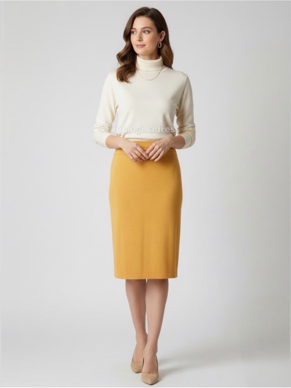 NWT St. John Santana Knit Knee Length Skirts In Color Canary Yellow